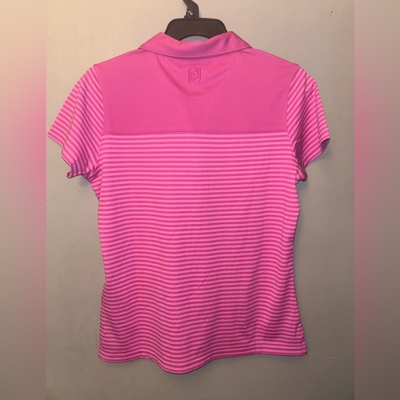 Footjoy shirt - pink striped short sleeve polo with TPC Sawgrass patch - Picture 4 of 10